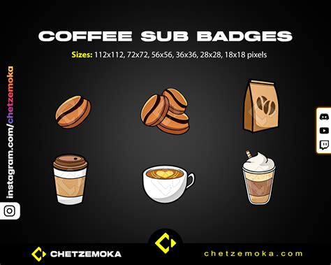 Twitch Coffee Sub Badges Coffee Emote Coffee Cheer Badges Etsy