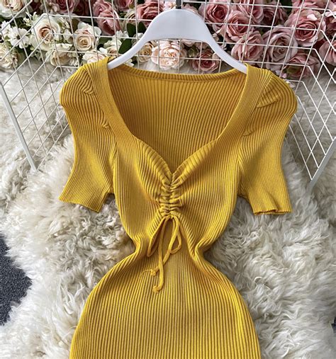 Sexy V Neck Knitted Dress On Luulla