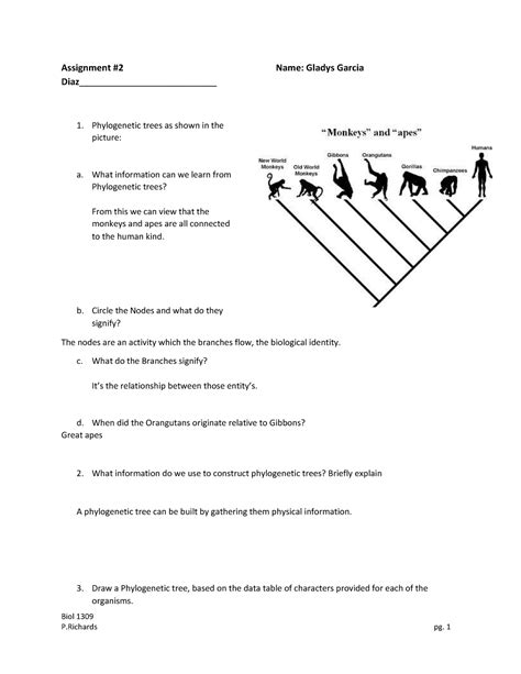 Biol 1309 Assignment 2 Spring 2019 Assignment 2 Name Gladys Garcia