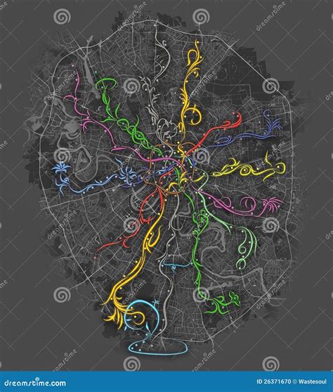 Metro map of Moscow stock illustration. Illustration of colorcoded ...