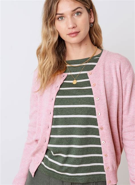 Rose Cashmere Stripe Cuff Cardigan Women S Cardigans Brora