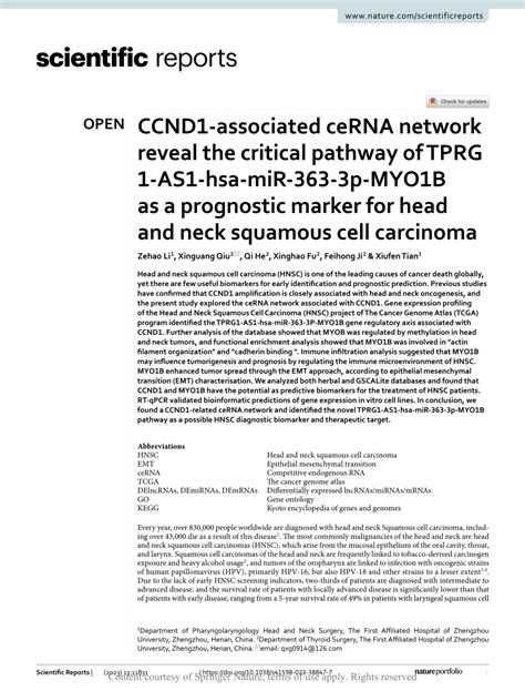 PDF CCND1 Associated CeRNA Network Reveal The Critical Pathway Of