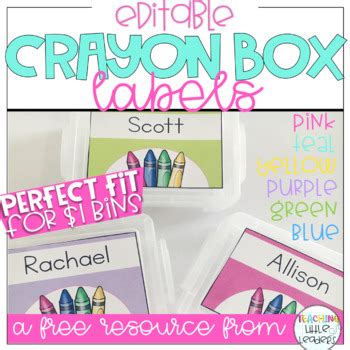 Editable Crayon Box Labels Freebie by Teaching Little Leaders | TPT