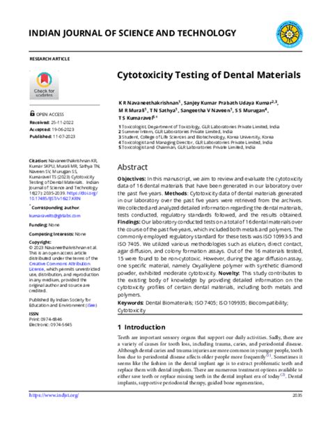 Pdf Cytotoxicity Testing Of Dental Materials Sanjey Kumar