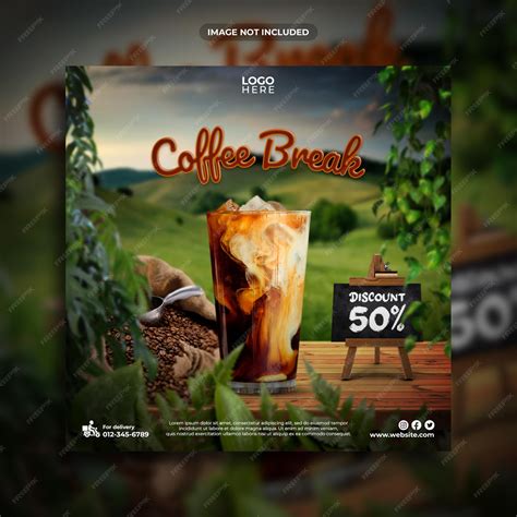 Premium PSD | Coffee break social media post template design