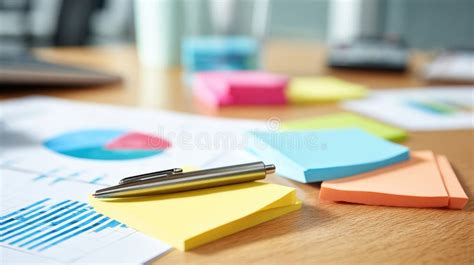 desk workspace  sticky notes stock illustration illustration