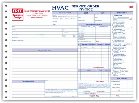 Hvac Service Order Template