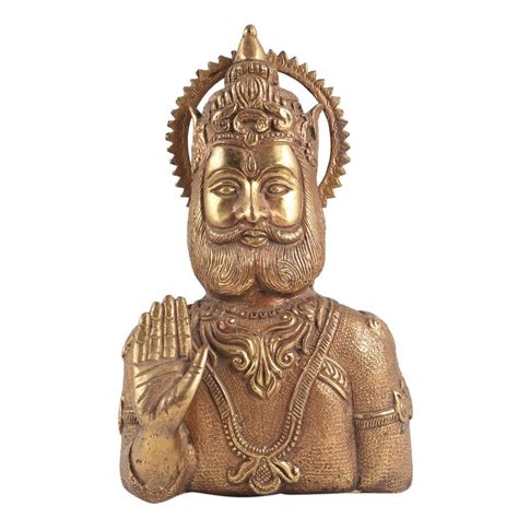 Brass Indian King Bust Statue With Beard And Crown