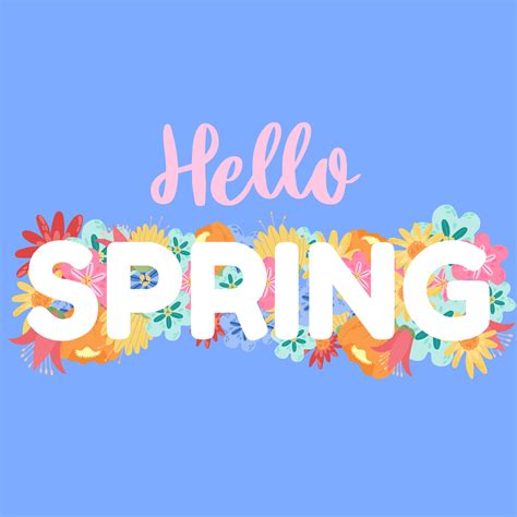 Word Hello Spring With Flowers Isolated On White Background With Text