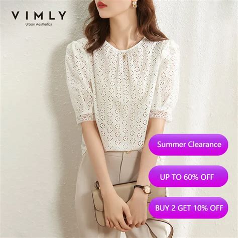 Vimly Blusa De Encaje Con Cuello Redondo Para Mujer Camisa Elegante