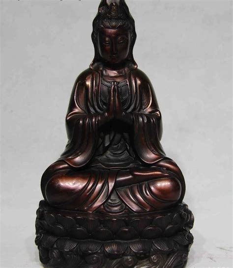 Tibetan Buddhism Bronze Copper Lotus Guan Yin Kwan Yin Bodhisattva