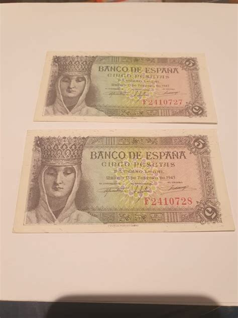 Spain 2 X 5 Pesetas 1943 Pick 127 Consecutives Catawiki