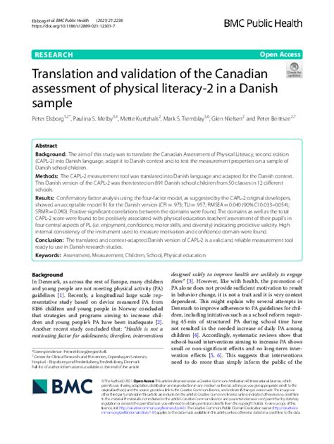 Pdf Translation And Validation Of The Canadian Assessment Of Physical