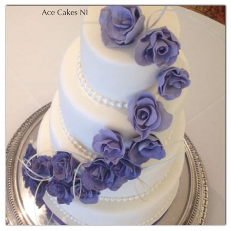 Purple Rose Cascade Wedding Cakes Purple Roses Cake