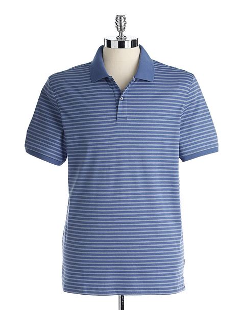 Calvin Klein Striped Cotton Polo Shirt In Blue For Men Lyst