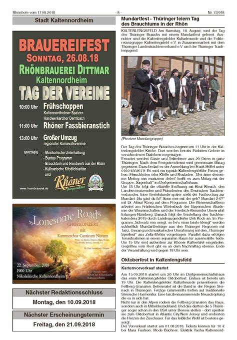 Amtsblatt Rh Nbote August Ausgabe App Rh Nkanal Neu