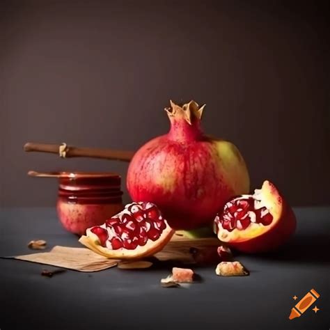 Wallpaper Of Pomegranate Apples And Honey On Craiyon