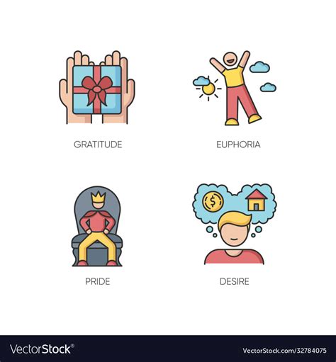 Emotions and personality traits rgb color icons Vector Image