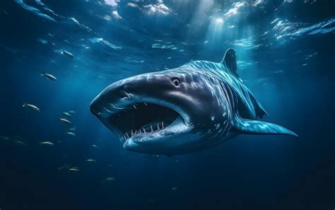 Premium AI Image | terrifying single shark with its mouth open ready to ...