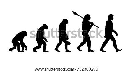 Theory Evolution Man Silhouette Human Development Stock Vector Royalty