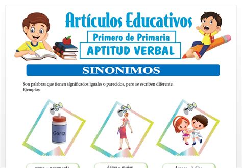 Ejercicios De Sin Nimos Para Primero De Primaria Articulos Educativos