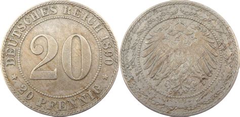 Deutschland Deutsches Kaiserreich 20 Pfennig 1890 G Zwanzig Pfennig