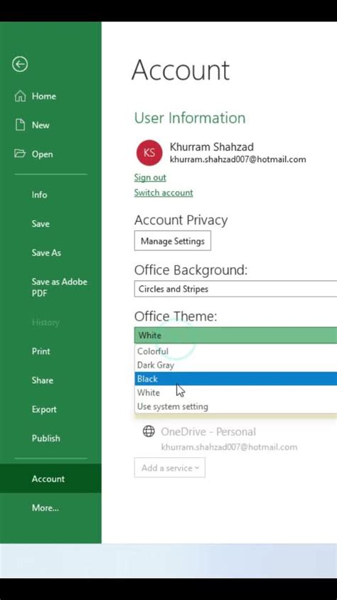how to change excel color theme