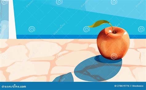 Apple on Table - 2d Vector Illustration Stock Illustration ...