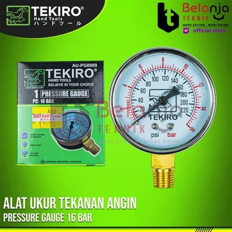 Jual TEKIRO Pressure Gauge 16 Bar Alat Ukur Tekanan Angin Pengukur