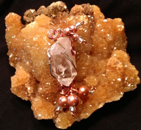 Copper Silver And Gold Wrapped Quartz Crystal Point Minerals And