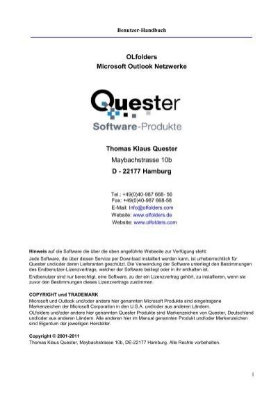 Handbuch OLfolders PDF Thomas Quester Software