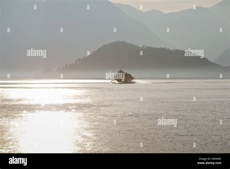 Afternoon ferry Lake Como approaching Bellagio. Italy Stock Photo - Alamy