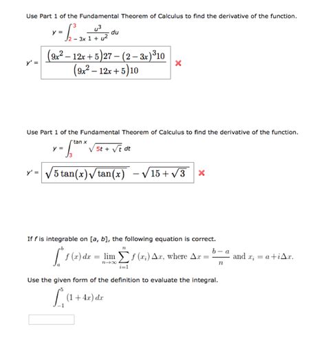 Solved Use Part Of The Fundamental Theorem Of Calculus To Chegg