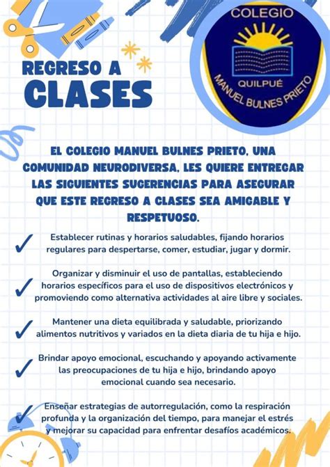 Sugerencias Regreso A Clases Colegio Manuel Bulnes Prieto