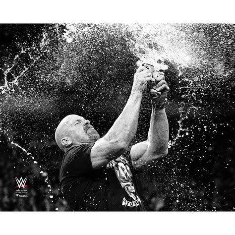 Stone Cold Steve Austin Wwe Unsigned Black And White Beer Splash