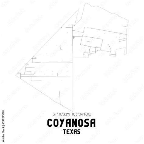 Coyanosa Texas. US street map with black and white lines. Stock ...