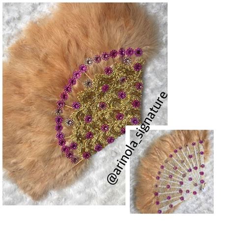 Handfans Aso Oke Veil On Instagram Gold Fur Feathers Hand Fan With