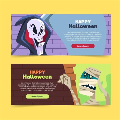 Free Vector | Flat design halloween banners template