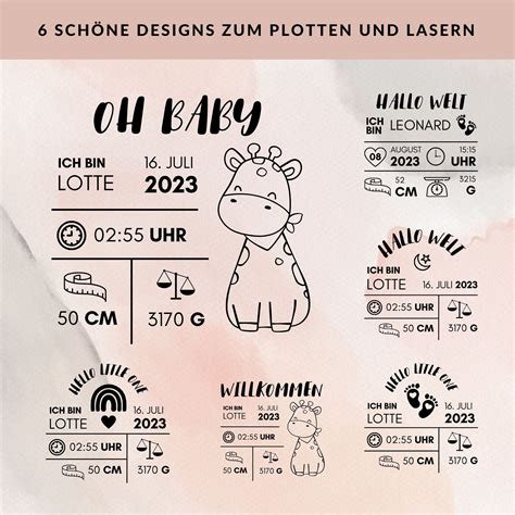 Baby Geburtsdaten Plotterdatei SVG Bundle Plotterdatei Zur Etsy De