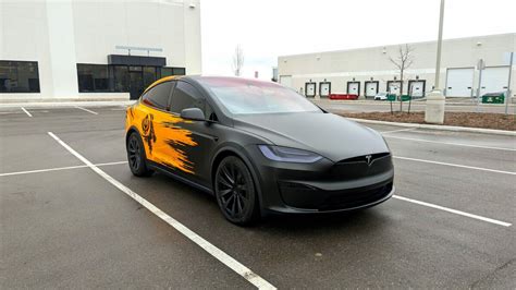 Tesla Model X Matte Phantom Black Dandelion Yellow Concept Wraps