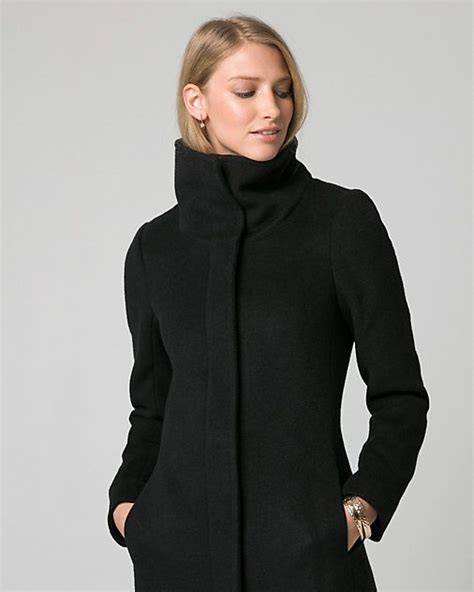 Wool Blend Funnel Neck Coat Stylish Coat Funnel Neck Wool Blend