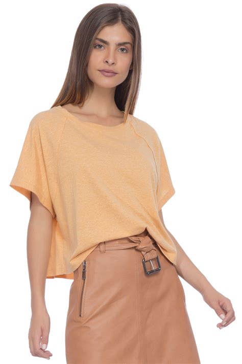 Blusa Cropped Manga Raglan Basiq Amarelo Oqvestir