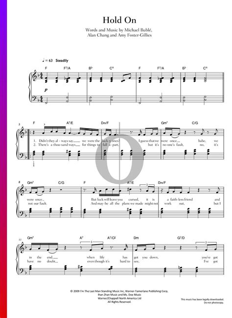 Hold On Michael Bubl Piano Sheet Music Oktav