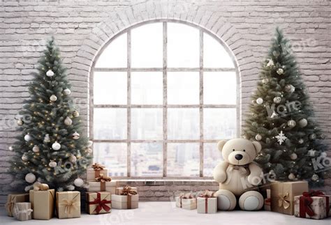 Kate Winter Christmas Tree Backdrop T Bear For Photography