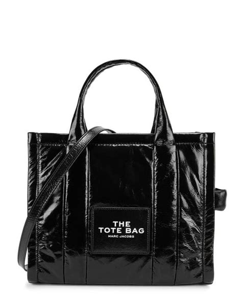 Marc Jacobs The Shiny Crinkle Leather Tote In Black Lyst