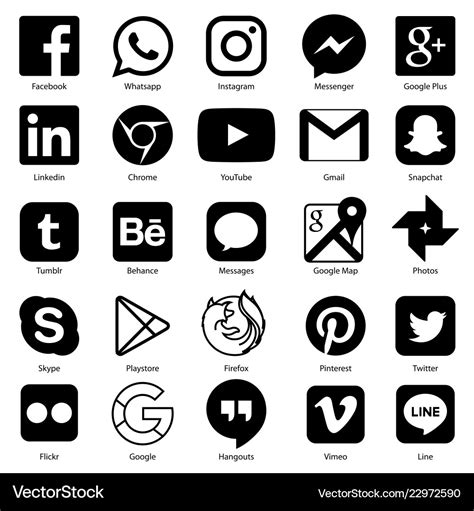 Social Media Icon For Facebook Whatsapp Skype Vector Image