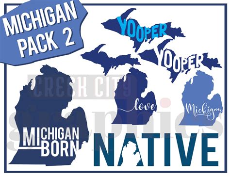 State Of Michigan Mitten Decal Design Pack 2 Svg Png Eps Cut Files