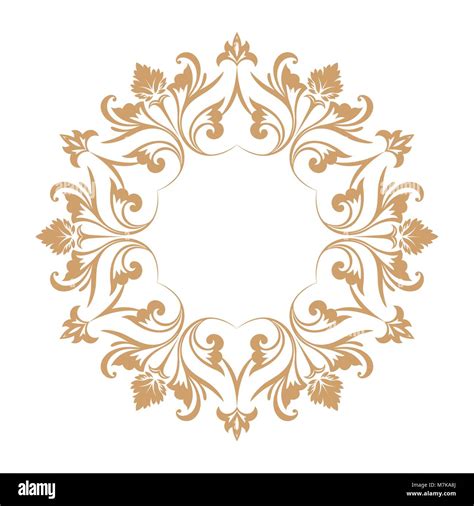 Circular baroque pattern. Round floral ornament. Vector element of ...