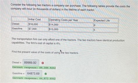 Solved Consider The Following Two Tractors A Company Can Chegg