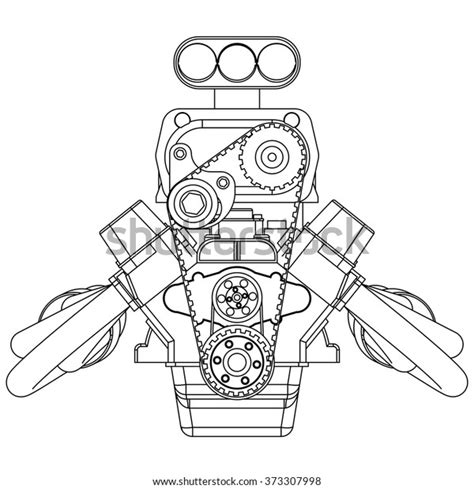 Hot Rod Engine Stock Vector Royalty Free 373307998 Shutterstock